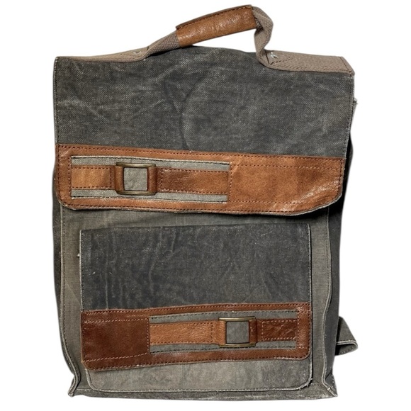 Mona B Canvas Laptop Backpack. Leather accents. "PARKER” - Picture 1 of 9